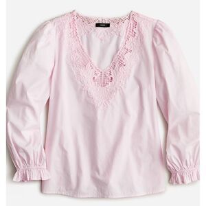 J. CREW V-Neck Top With Eyelet Trim, Pink, Sz XS